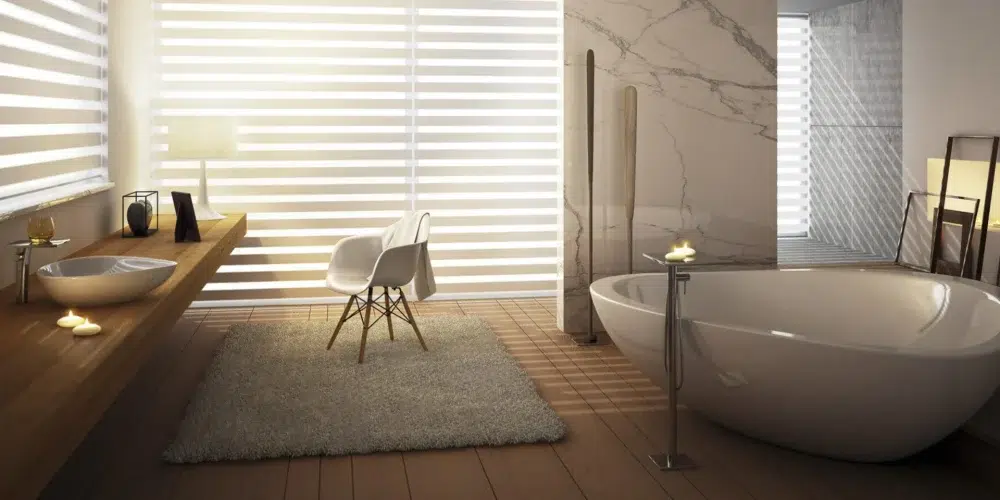 Day and night blind in bathroom