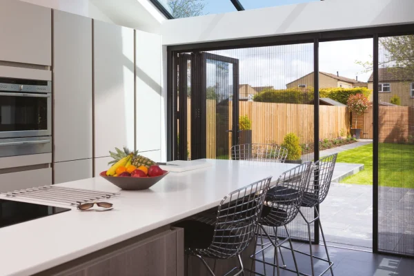Distinction Screens - Pleated screen for oversized doors and openings up to 4m wide