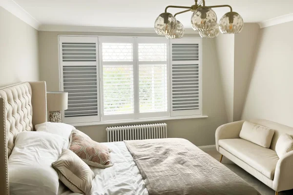 Blackout shutters on sash window