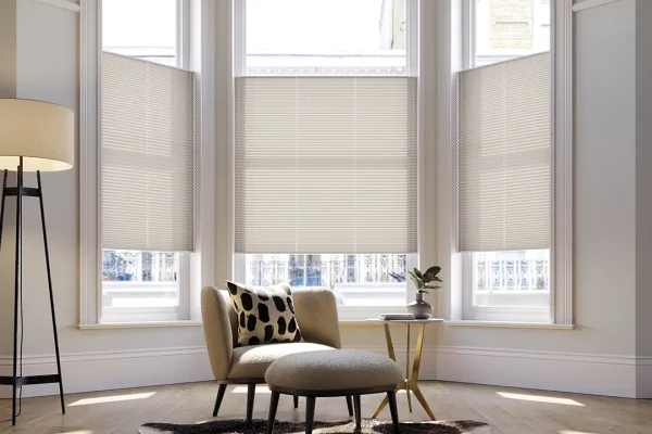Pleated blinds in bay windows
