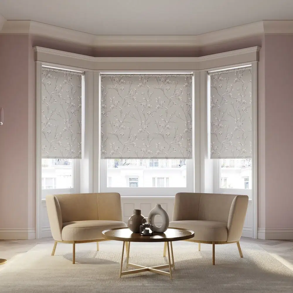 Roller blinds in living room