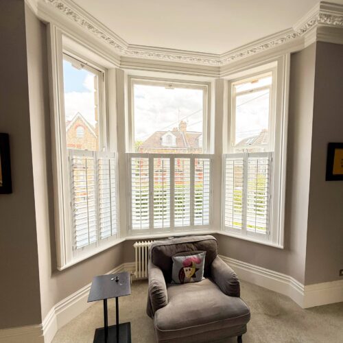 Cafe shutters for bay window