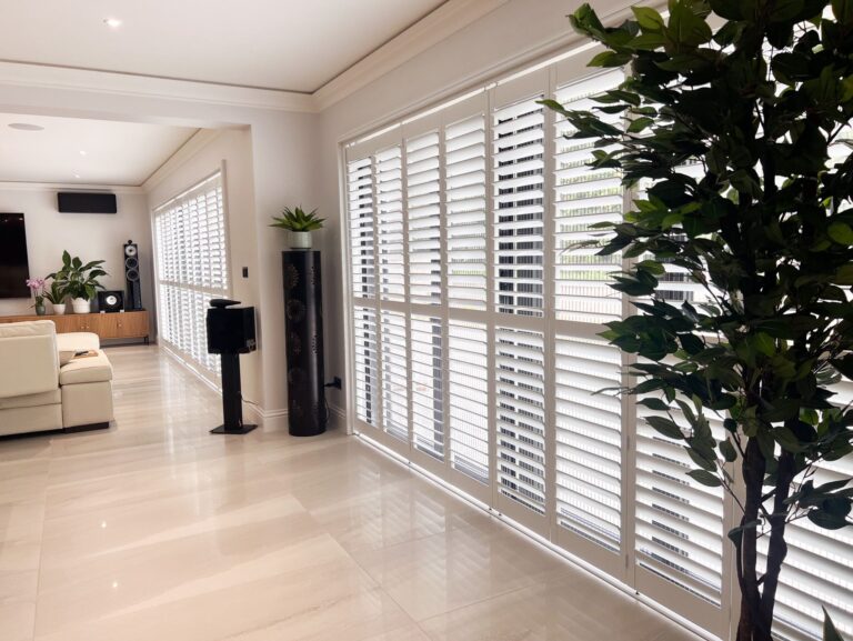 Full height shutters in kitchen