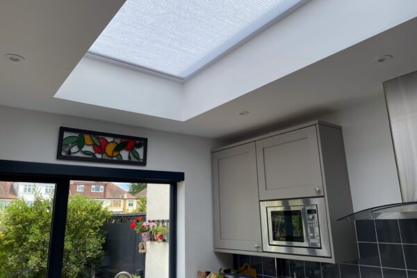 Skylight blinds in kitchen