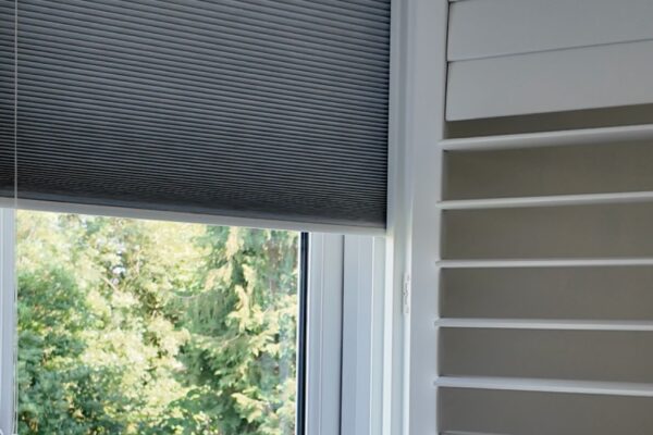 integrated honeycomb blind behind shutters